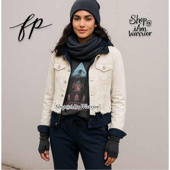 Free People distressed double layer hooded jacket *shop@iamwarrior - Picture 2 of 9